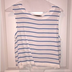 MinkPink Crop Top White with Blue stripes